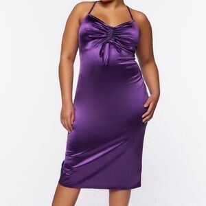 NWT Forever 21 Plus Purple Satin Cami Midi Dress 0X